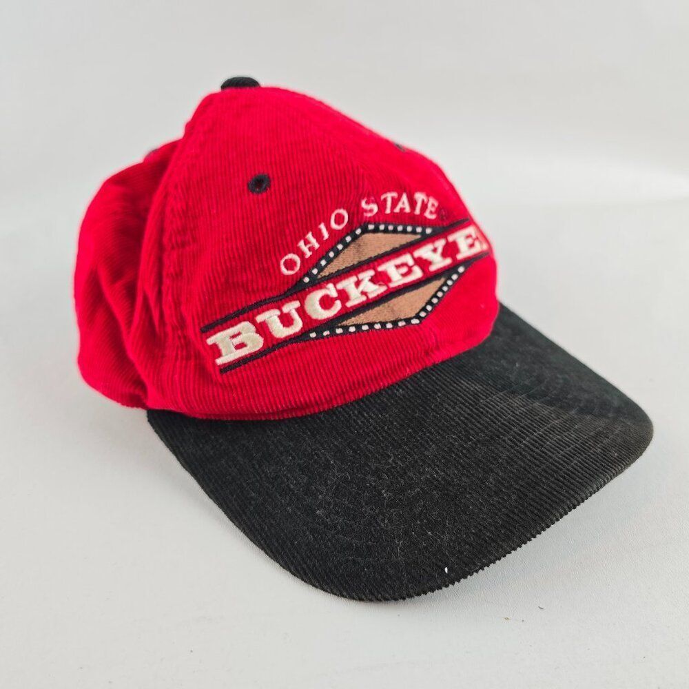 Vintage Starter Ohio State Buckeyes Corduroy Strapback Hat Red College NCAA